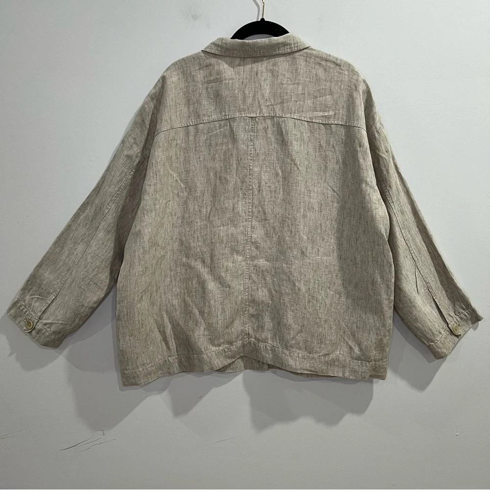 Eileen Fisher Washed Organic Linen Delave‎ Classic Collar Jacket